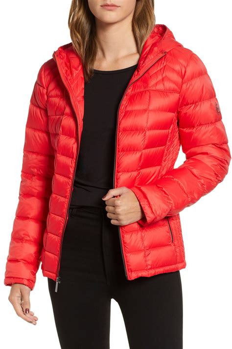 michael kors packable down fill jacket red|packable lightweight jacket Michael Kors.